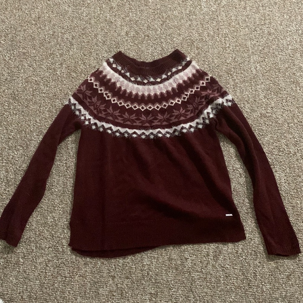 Eddie Bauer dark red and pink sweater. Size small.